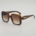 Oversized tortoise shell square sunglasses with gradient brown lenses for a retro look - D05Z-3 / Tortoiseshell Frame Brown Lens