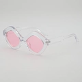 Lunettes de soleil Y2K irrégulières avec verres roses et monture transparente - Taille unique / Monture Transparente Verres Roses