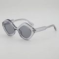 Irregular geometric grey sunglasses for men and women with futuristic oversized frame - One Size / Translucent Grey Frame Grey Lens