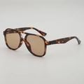 Vintage tortoiseshell square aviator sunglasses with brown lenses and double bridge design - Tortoise Shell Frame