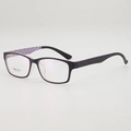 Classic square TR90 black and purple eyeglass frames with durable lightweight construction - Black Frame with Purple Temples