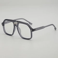 Klassieke aviator zonnebril met donkerblauw transparant montuur en dubbele brug - Transparant Grijs Frame Heldere Lenzen