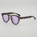 Lunettes de soleil rétro en écailles avec verres lilas et rivets flèche argent - Monture Écaille Verre Violet
