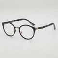 Retro mat zwarte ronde brilmontuur met gunmetal brug en gestreepte pootjes - Zwart Frame Heldere Lenzen