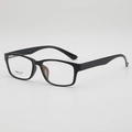 Classic glossy black small square TR90 frame glasses with detailed size markings - Glossy Black Frame