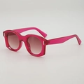 Lunettes de soleil œil de chat roses surdimensionnées avec monture rose translucide - Monture Rose Rouge Verre Dégradé Rouge