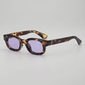 Tortoise shell square sunglasses with light purple lenses and silver rivet accents - Tortoise Frame Purple Lens