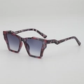 Modern geometric sunglasses with purple and pink marble texture and gradient lenses - Purple Tortoise Frame Double Grey Lens