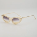 Occhiali da sole cat-eye retrò con montatura beige e lenti sfumate alla moda - Montatura Beige Grigio a Giallo
