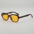 Lunettes de soleil rétro en écaille avec verres jaunes et détails à double rivet - Monture Écaille Verres Jaunes