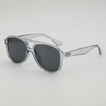 Lunettes de soleil aviateur gris transparent avec monture double pont et verres foncés - Monture grise translucide Verres gris