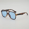 Lunettes de soleil aviateur rétro écaille de tortue avec verres bleu clair transparents - Monture Écaille Verres Bleus