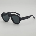 Occhiali da sole aviator flat top neri oversize con finitura lucida e lenti scure per uomo e donna - B04 Z-3 / Montatura Nera Lenti Grigie