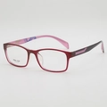 Classic square TR90 wine red glasses frame with pink patterned temples for casual wear - Purple Frame
