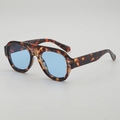 Occhiali da sole aviator vintage tartarugati con lenti azzurre per uomo e donna - B04 Z-3 / Montatura Tartarugata Lenti Blu