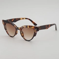 Vintage oval cat-eye sunglasses with tortoise frame and brown gradient lenses - Tortoiseshell Frame Brown Lens
