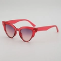 Modern cat-eye sunglasses with translucent red frames and purple gradient lenses - Red Tortoise Frame Grey Pink Lens