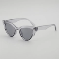 Retro cat-eye sunglasses with translucent grey frames and dark tinted lenses - Translucent Grey Frame Grey Lens