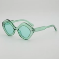 Irregular light green translucent frame sunglasses with matching lenses in a hip-hop style - One Size / Transparent Green Frame Green Lens