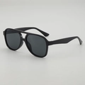 Lunettes aviateur noires classiques avec double pont et verres gris foncé pour hommes - Monture Noire Verres Gris