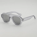 Occhiali da sole aviator retrò con montatura grigio trasparente e lenti grigio scuro hip-hop - B04 Z-3 / Montatura Grigia Trasparente Lenti a Specchio Argento