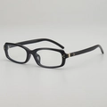Gafas de sol rectangulares negras clásicas con remaches dorados en montura de resina pulida - Marco Negro Lente Transparente