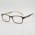 Classic black TR90 square frame glasses with subtle striped inner temple detailing - Black Frame with Light Tea Temples