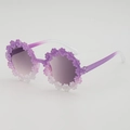 Kids' daisy round sunglasses with purple gradient frame and floral petal decorations - Purple-White Gradient (Purple Top White Bottom Grey Lens)