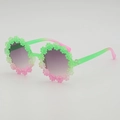 Daisy shaped kids sunglasses with green and pink gradient frame and purple lenses - Green-Pink Gradient (Green Top Pink Bottom Grey Lens)