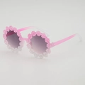 Kids round daisy sunglasses with pink gradient frames for outdoor picnic and photo props - Pink-White Gradient (Pink Top White Bottom Grey Lens)