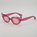 Occhiali da sole Y2K rosa cat-eye con corna di strass e montatura ovale trasparente - Montatura Rosso Rosa Lenti Rosa