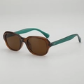 Lunettes de soleil rétro avec monture ambre translucide et branches vert foncé - Monture Thé Transparente Verres Thé