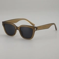 Minimalist square frame sunglasses with translucent brown frames and dark lenses - Olive Green Frame Gray Lens