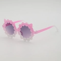 Gafas de sol de margarita rosa para niños con orejas de gato y lentes degradados - Degradado de Rosa a Blanco (Lentes Grises)