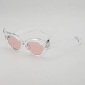 Pink lens devil horn sunglasses with transparent frames and silver stud accents - Transparent Frame Pink Lens