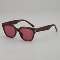 Retro square sunglasses with wine red frames and pink tinted lenses featuring silver accents - Red Frame Red Lens