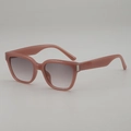Chic dusty pink thick square frame sunglasses with gradient grey lenses and silver accents - Pink Frame Gradient Grey Lens