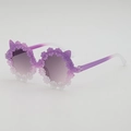 Kids cute daisy flower sunglasses with purple gradient frame and cat ears design - Purple to White Gradient (Grey Lenses)