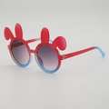 Occhiali da sole per bambini a forma di coniglio con montatura sfumata rosso blu - Montatura rossa e blu con lenti grigie (3083)