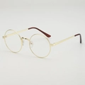 Vintage round gold metal eyeglasses frame with lightweight design and clear lenses - Gold Frame Clear / Gold