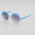 Daisy shaped round frame sunglasses for kids with blue and white gradient flower petals - Blue-White Gradient (Blue Top White Bottom Grey Lens)