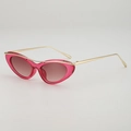 Occhiali da sole cat-eye retrò con montatura magenta trasparente e aste dorate - Montatura Rosa Rosso Sfumato
