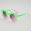 Occhiali da sole a fiore per bambini, sfumatura verde e rosa con fiocchetto - Sfumatura da Verde a Rosa (B02Z-4)