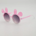 Occhiali da sole con orecchie da coniglio rosa sfumato e lenti viola per bambini - Montatura rosa e bianca con lenti grigie (3083)