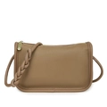 Bolso bandolera de color camello oscuro con textura de lichi y correa trenzada personalizada - Caqui