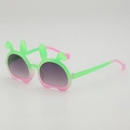 Occhiali da sole per bambini con orecchie da coniglio in gradiente verde e rosa - Montatura Sfumata da Verde a Rosa (Lenti Grigie Doppie)