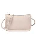 Bolso bandolera minimalista en cuero beige con detalle trenzado y cremallera dorada - Blanco