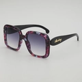 Oversize floral pattern sunglasses with red purple blue frame and grey gradient lenses - D05Z-3 / Tortoise Floral Frame Grey Lenses