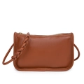 Bolso bandolera de cuero marrón con detalle de correa trenzada artesanal - Marrón