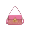 Rosa gesteppte Box-Tasche mit Kroko-Leder-Finish und goldenem Metallverschluss - Rosa